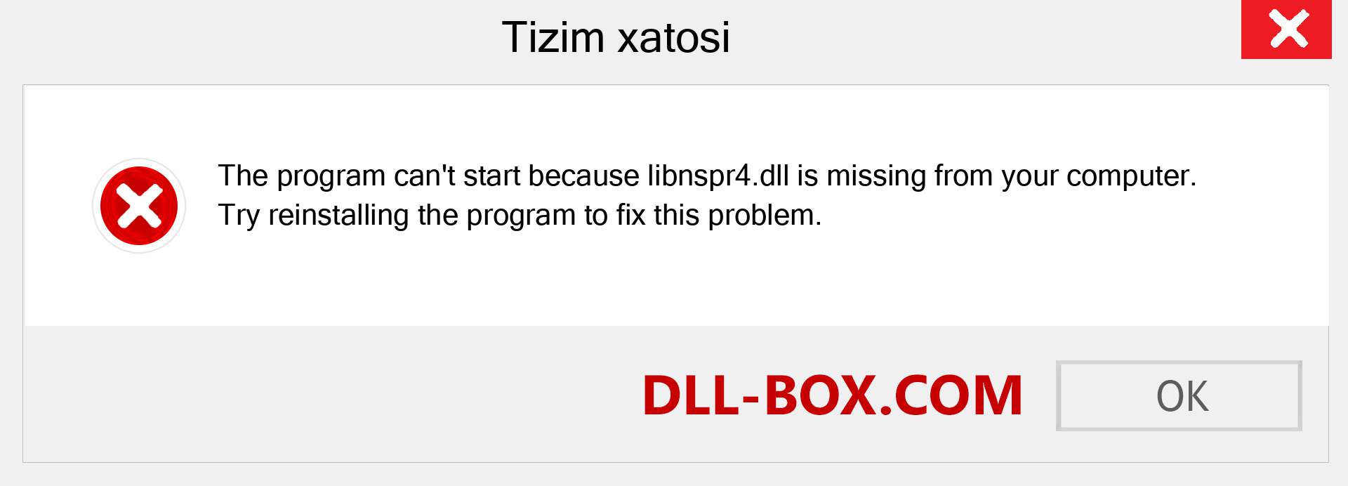 libnspr4.dll fayli yo'qolganmi?. Windows 7, 8, 10 uchun yuklab olish - Windowsda libnspr4 dll etishmayotgan xatoni tuzating, rasmlar, rasmlar